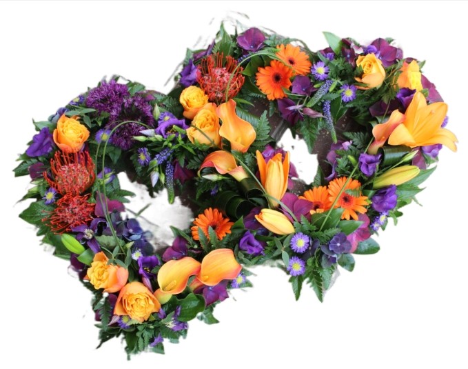 Loose Double Open Heart Orange and Purple