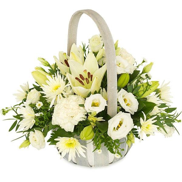 BA6 White Basket Arrangement