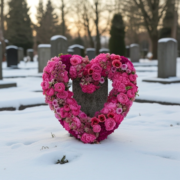 Christmas heart for grave