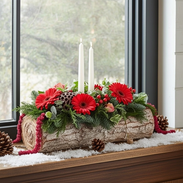 Floral yule log | Christmas flowers | Florist Norwich