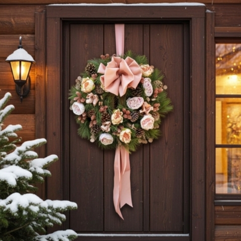 Pink forever door wreath